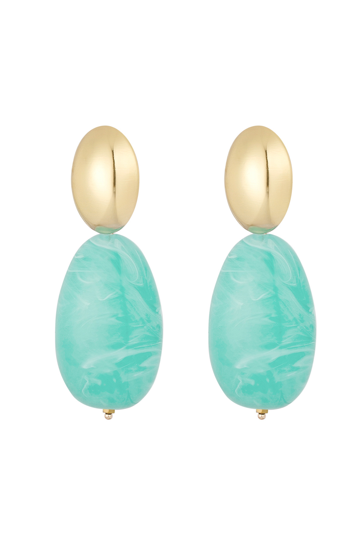 Double statement earrings - turquiose/Gold color  2