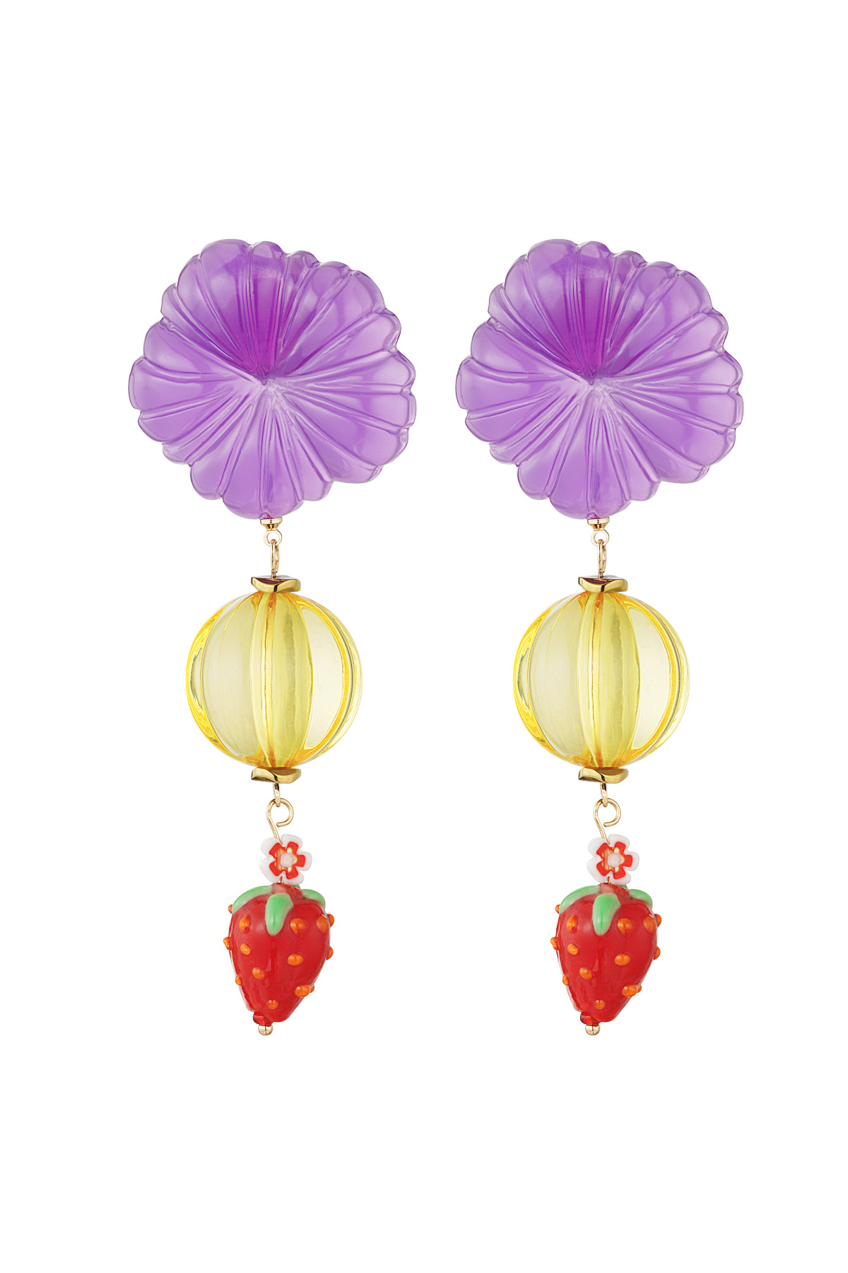 Strawberry love earrings - purple