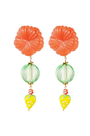 Strawberry love earrings - green orange h5 
