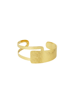 Grand bracelet vintage structuré - doré h5 