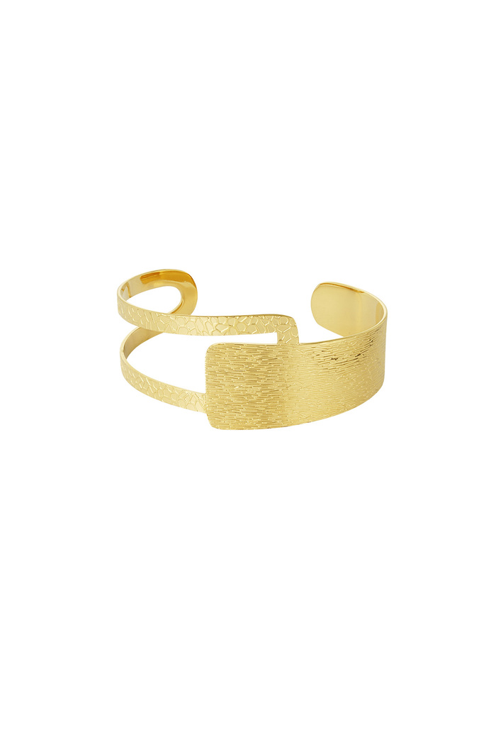 Grand bracelet vintage structuré - doré 