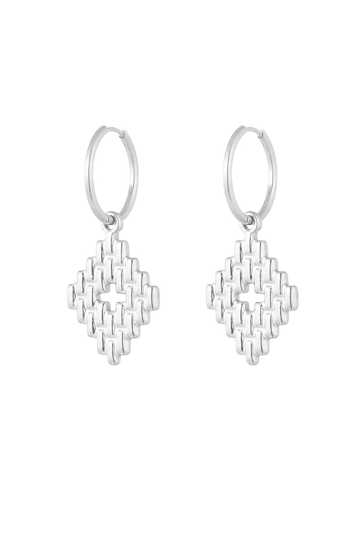 Earrings with structured charms - silver