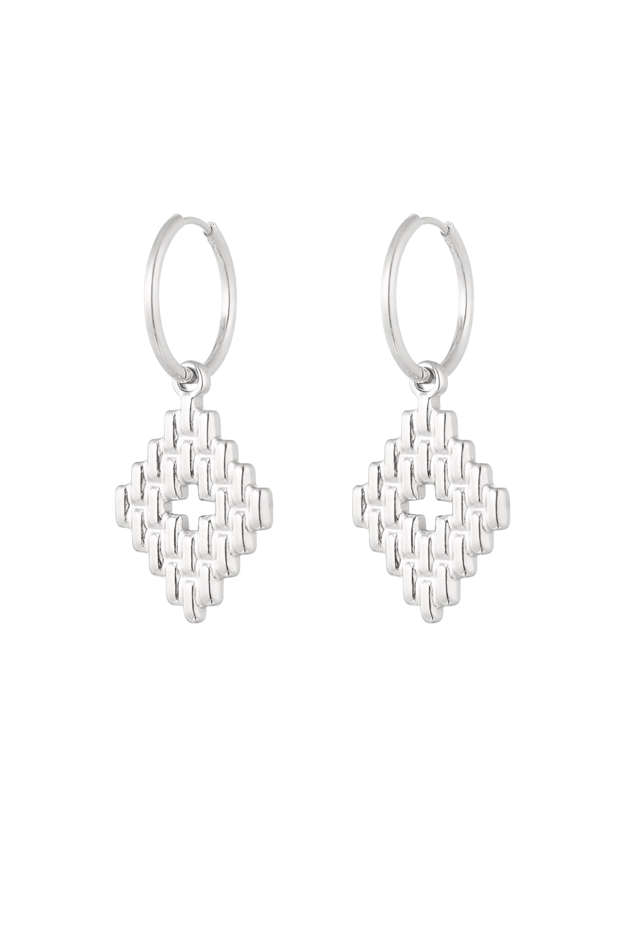 Earrings with structured charms - Silver Color color 2