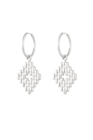 Earrings with structured charms - silver h5 