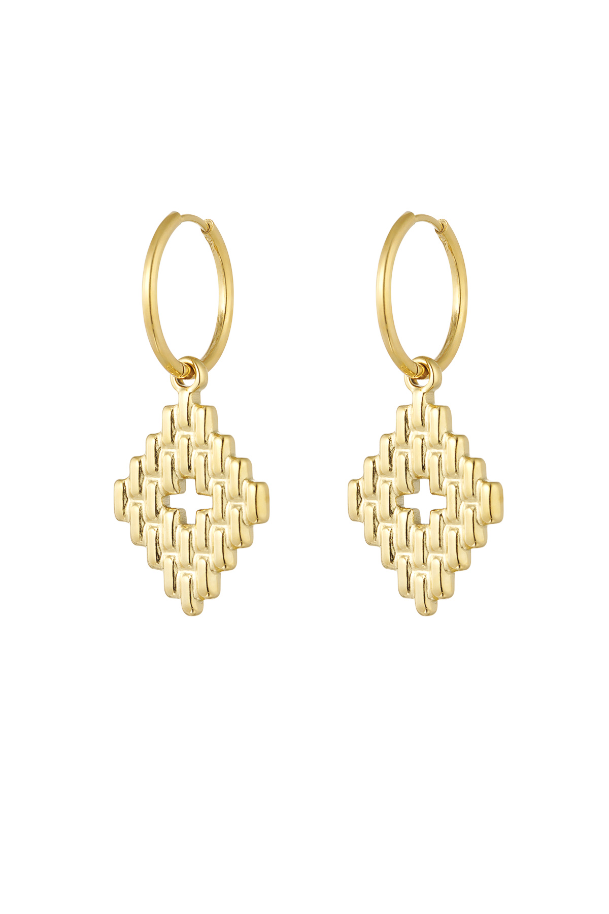 Earrings with structured charms - gold 