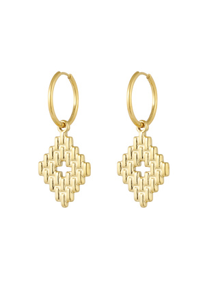 Earrings with structured charms - gold  h5 