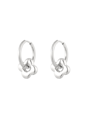 Basic earrings with clover charm - silver h5 