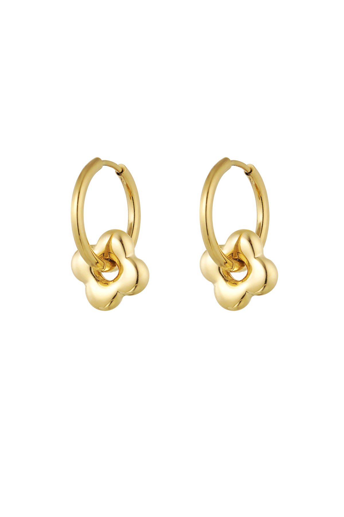 Einfache Ohrringe mit Kleeblatt-Anhänger – Gold