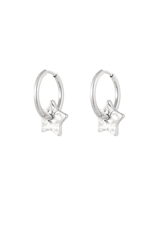 Basic earrings with star charms - silver h5 