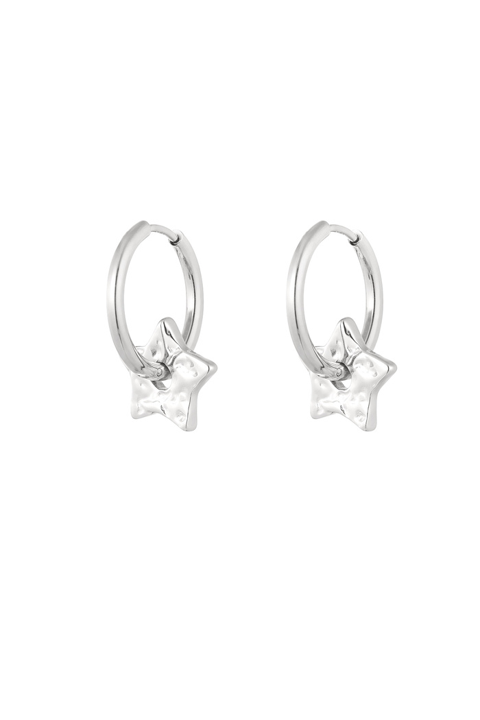 Basic earrings with star charms - silver 