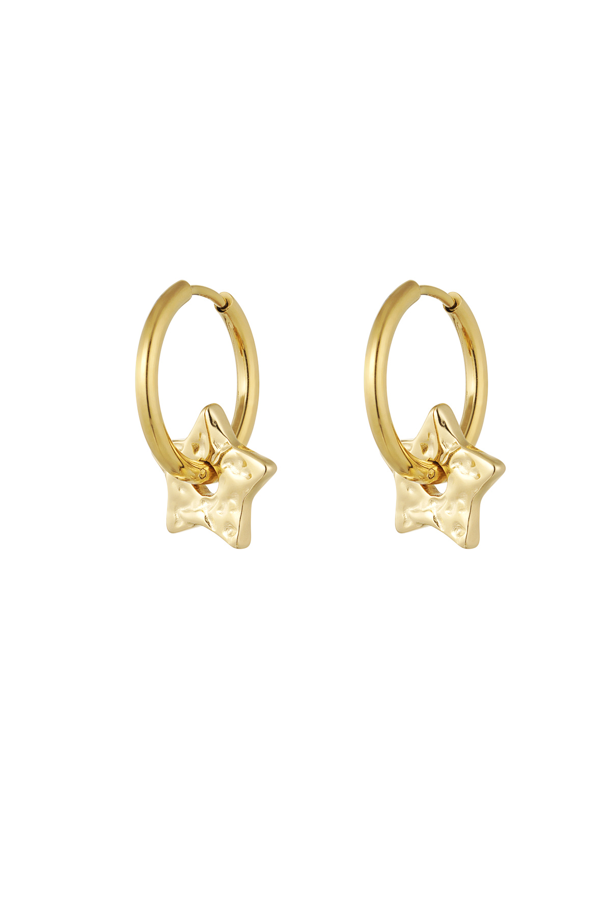 Einfache Ohrringe mit Sternanhängern – Gold