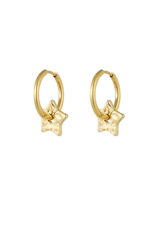 Basic earrings with star charms - gold h5 