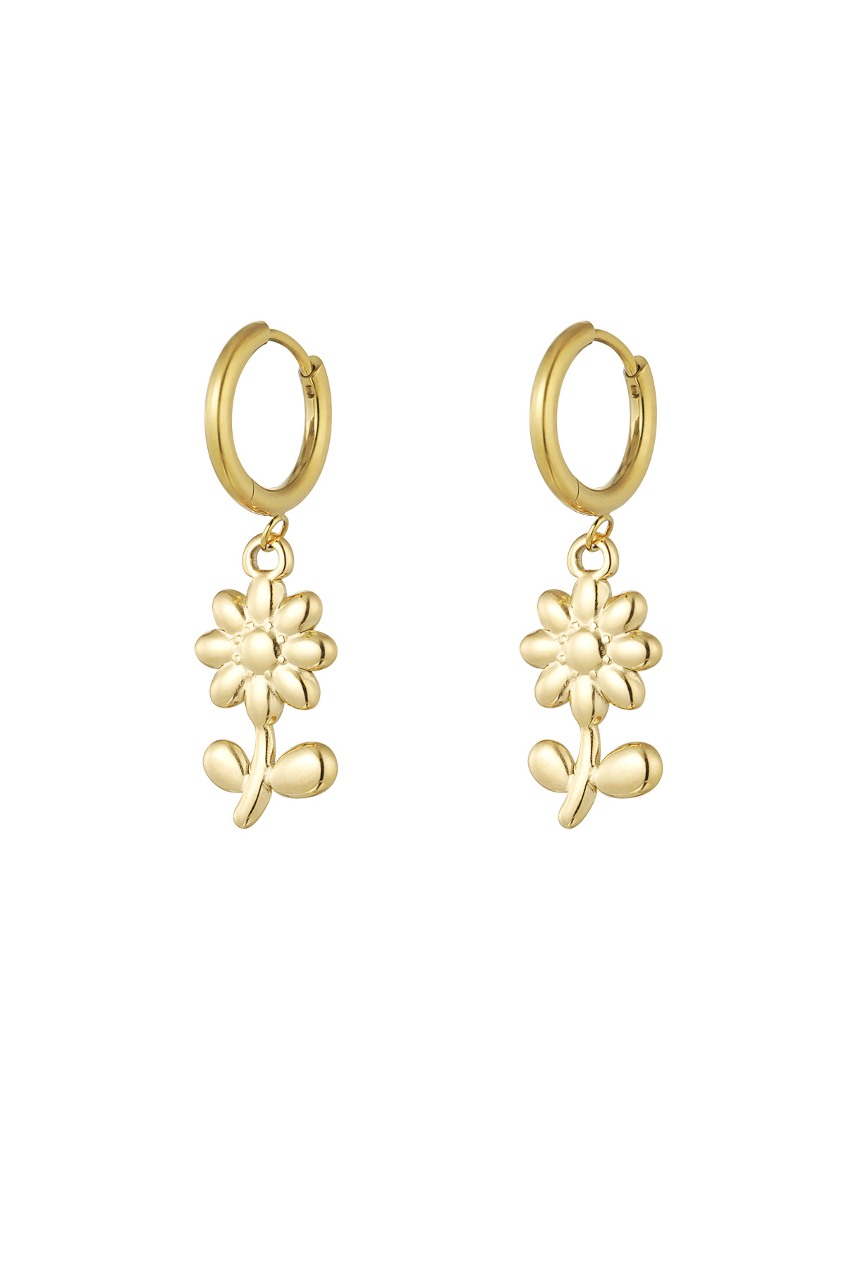Basic earrings with flower charms - gold