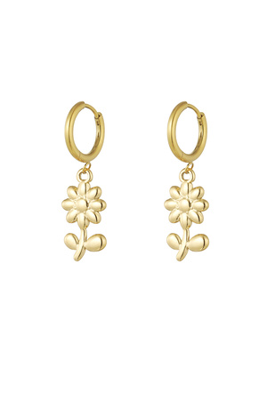 Basic earrings with flower charms - gold h5 