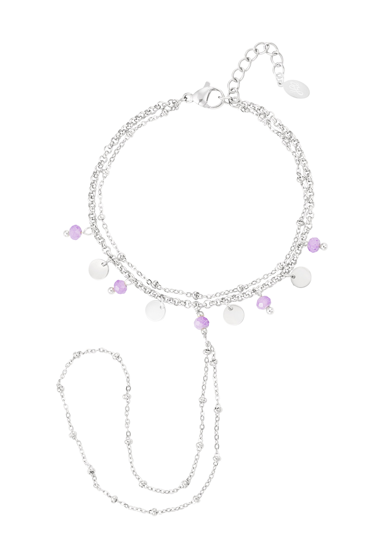 Bracelet pluie violette - argent h5 