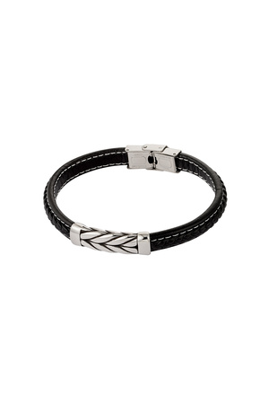 Men's bracelet silver braided - black silver h5 