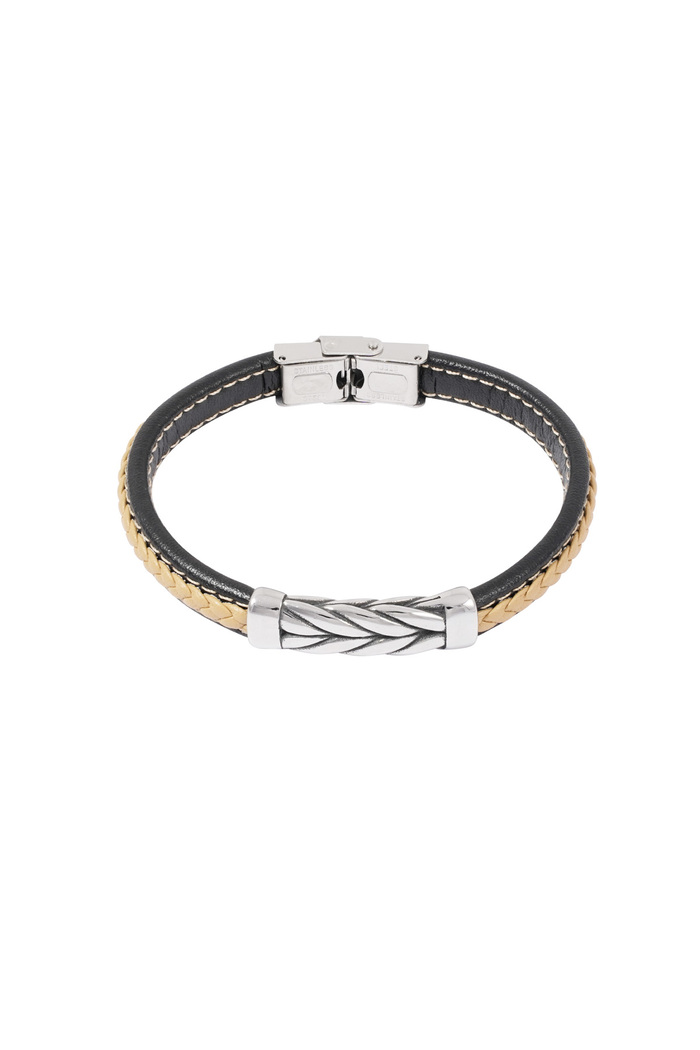 Men's bracelet silver braided - yellow 
