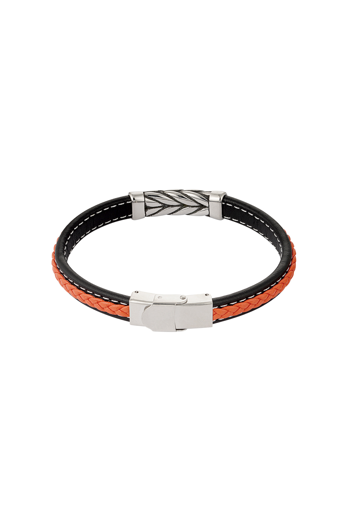 Men's bracelet silver braided - orange h5 Picture5