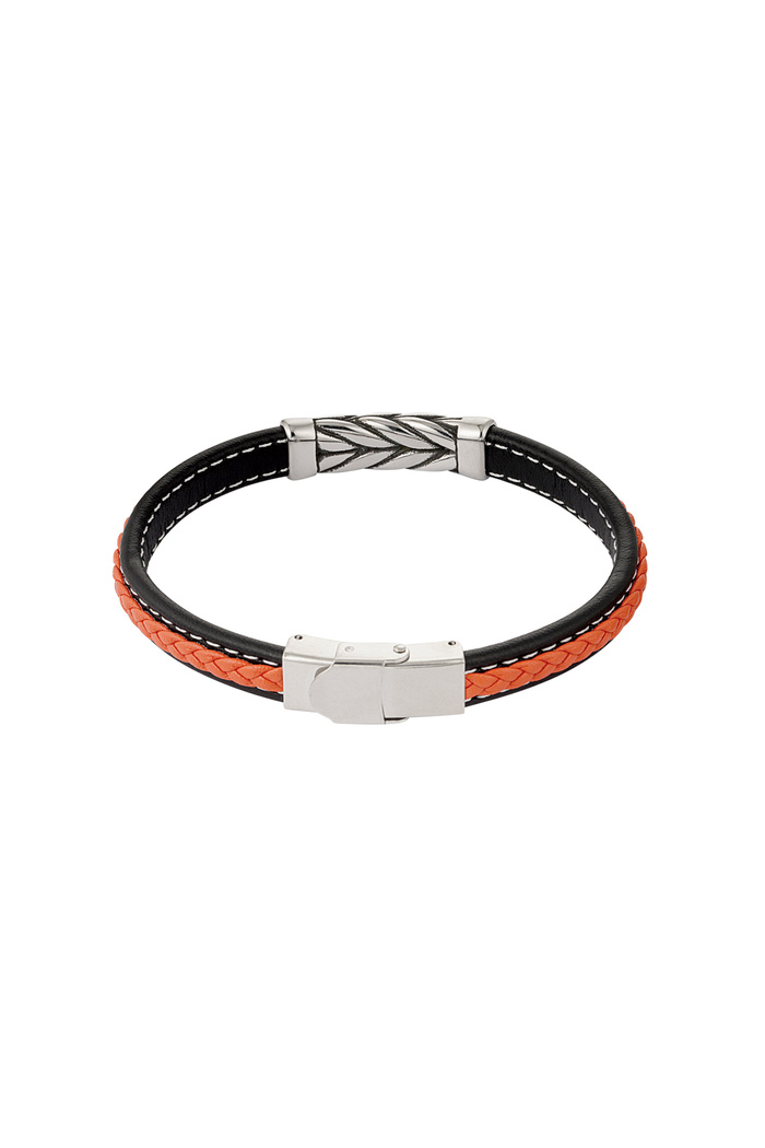 Men's bracelet silver braided - orange Picture5