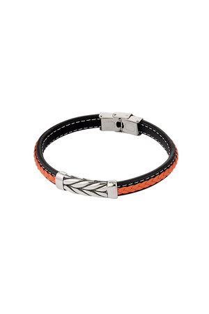 Men's bracelet silver braided - orange h5 