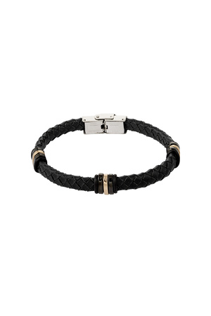 Men's bracelet braided with gold/black rings - black h5 