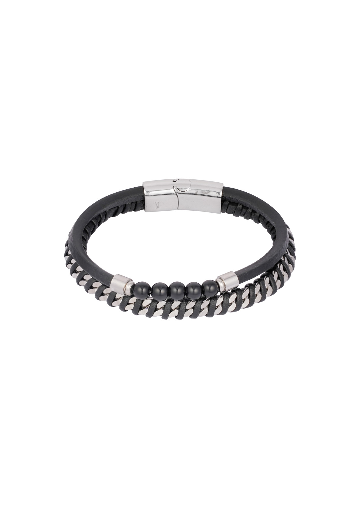 Men's bracelet phoenix - black Silver color