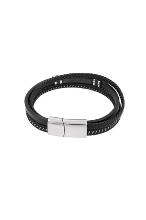 Casual double braided men's bracelet - black/silver h5 Picture5