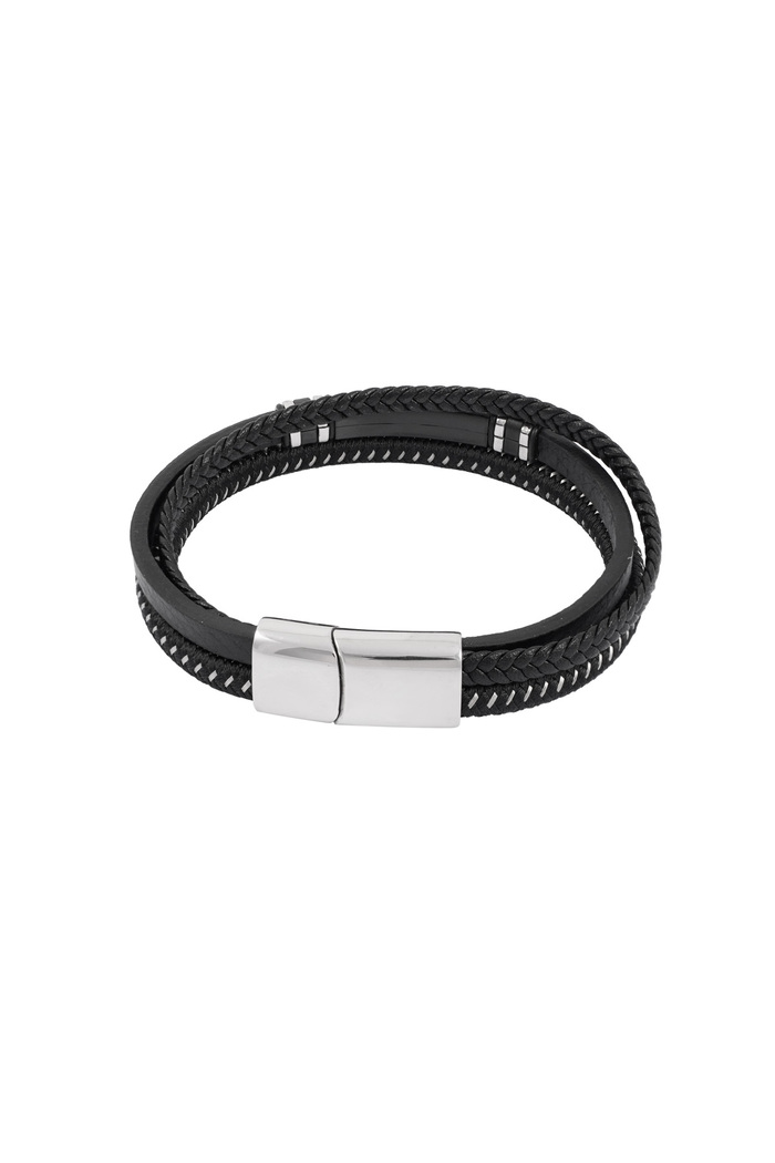 Casual double braided men's bracelet - black/silver Picture5