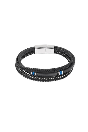 Bracelet homme double tressé casual - noir/bleu  h5 