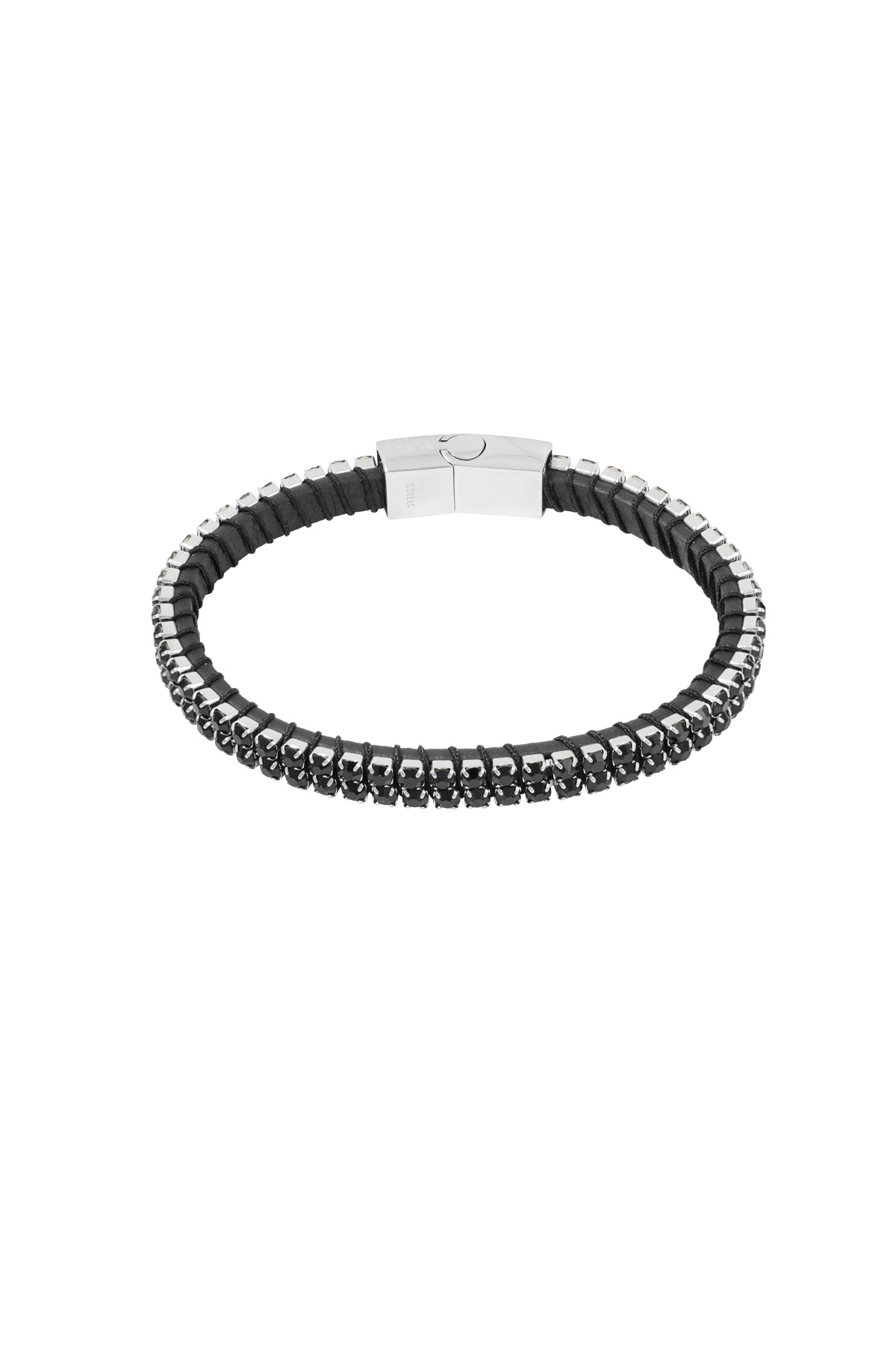 Cool casual men's bracelet - black/silver