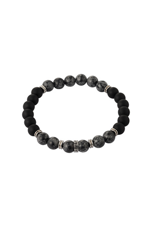 Men's bracelet with different beads - black/grey h5 