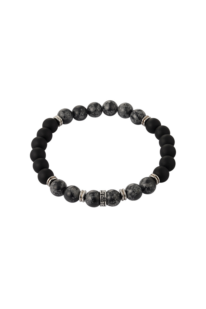 Men's bracelet with different beads - black/grey 