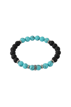 Men's bracelet with different beads - turquoise/black  h5 