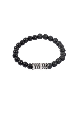 Cool men's bracelet with beads - black/silver  h5 
