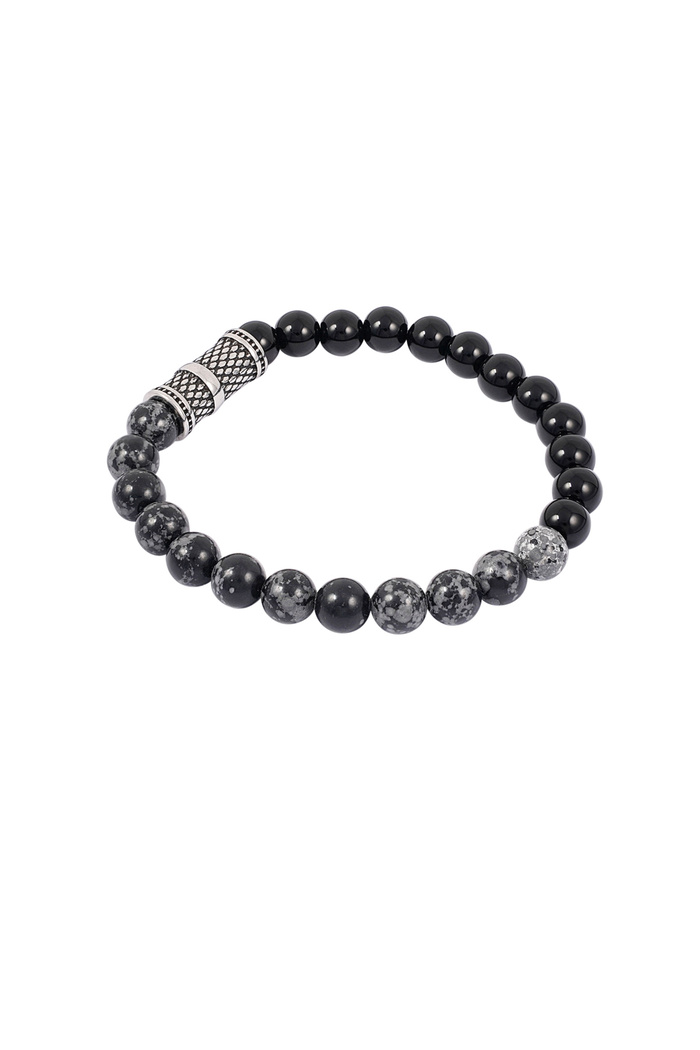 Cool men's bracelet with beads - black/silver  Picture4