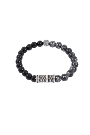 Cool men's bracelet with beads - black/grey  h5 