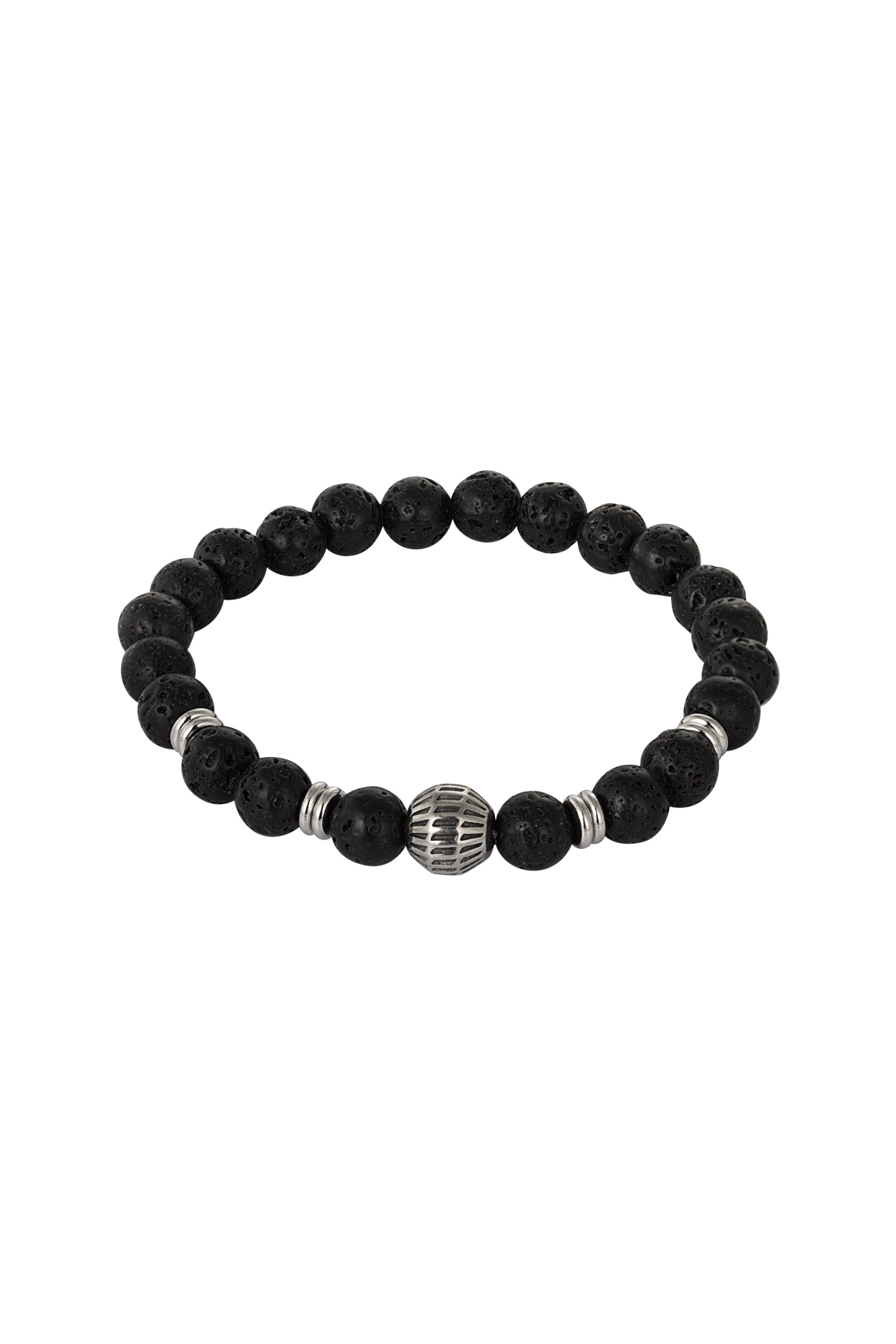 Simple men's bead bracelet charm - black 