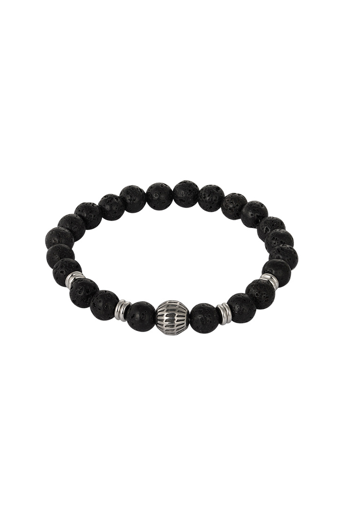 Simple men's bead bracelet charm - black 