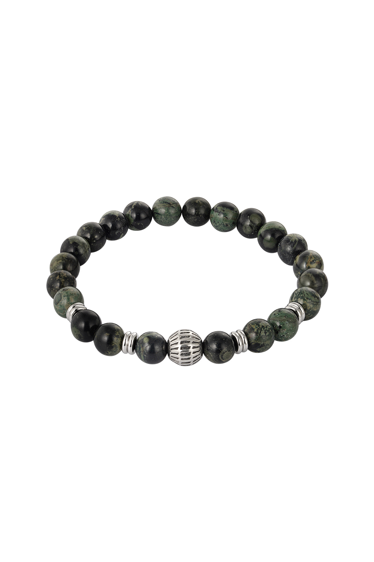 Ciondolo semplice per braccialetto da uomo con perline - verde scuro