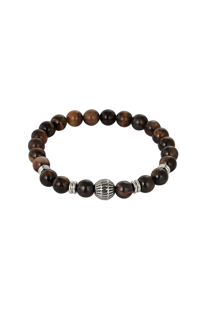 Simple men's bead bracelet charm - brown black 