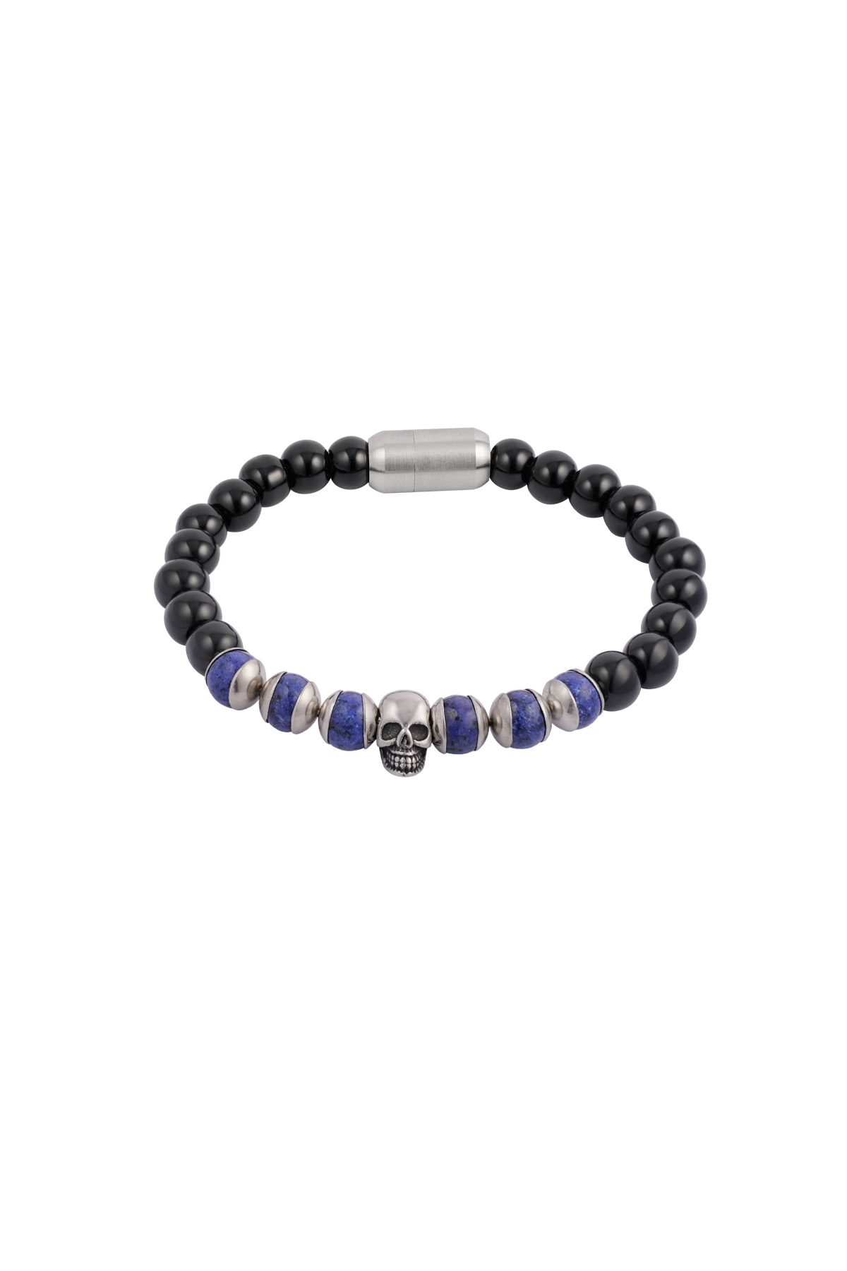 Pulsera con cuentas y calavera - negro/azul  h5 