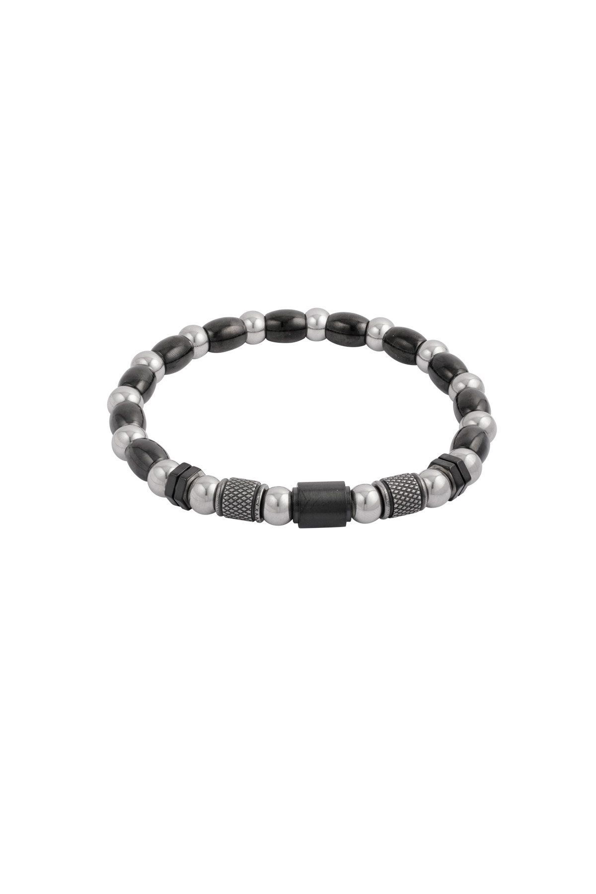 Heren armband zenith - zwart zilver h5 