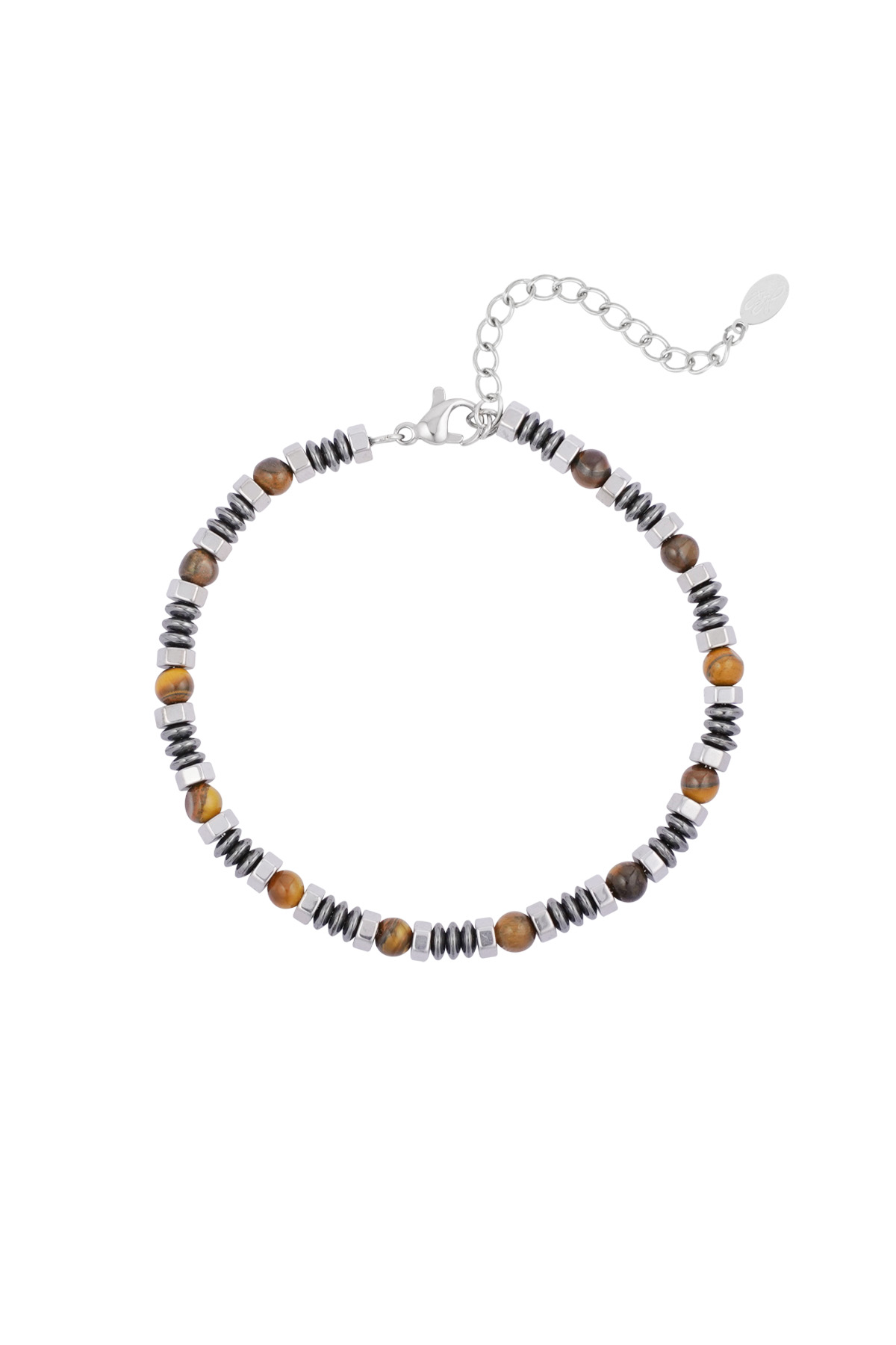 Simple men's bracelet with beads - brown h5 