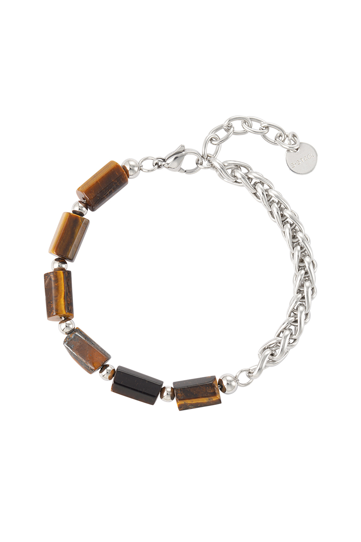 Bracelet mi-chaine mi-charms - noir/marron