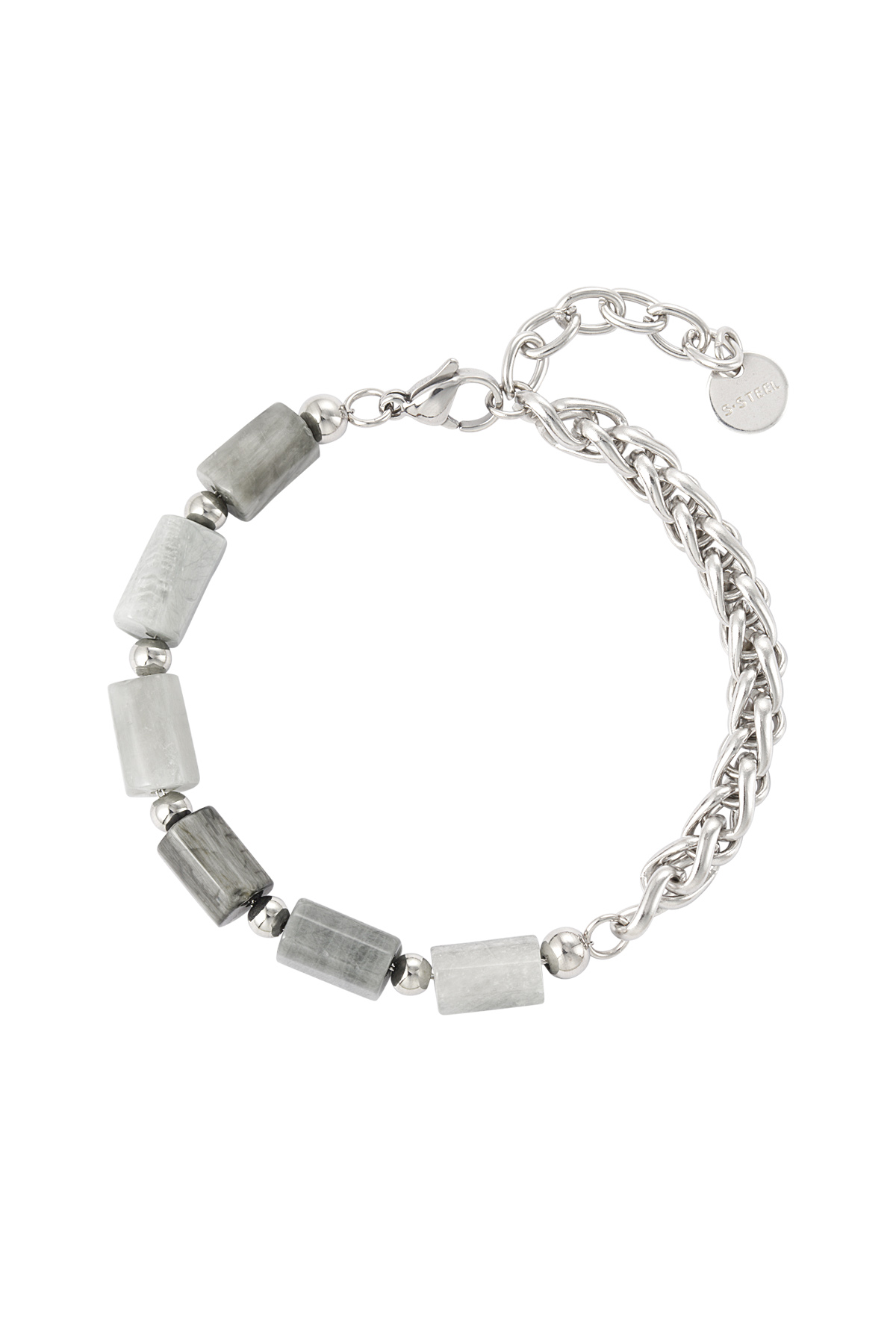 Bracelet mi-chaine mi-charms - gris foncé