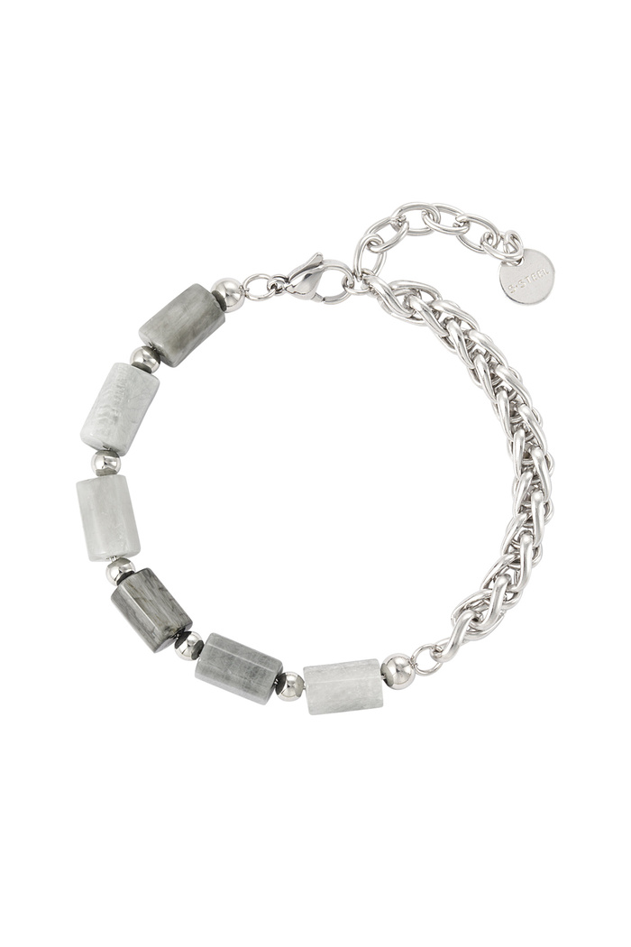 Bracelet mi-chaine mi-charms - gris foncé 
