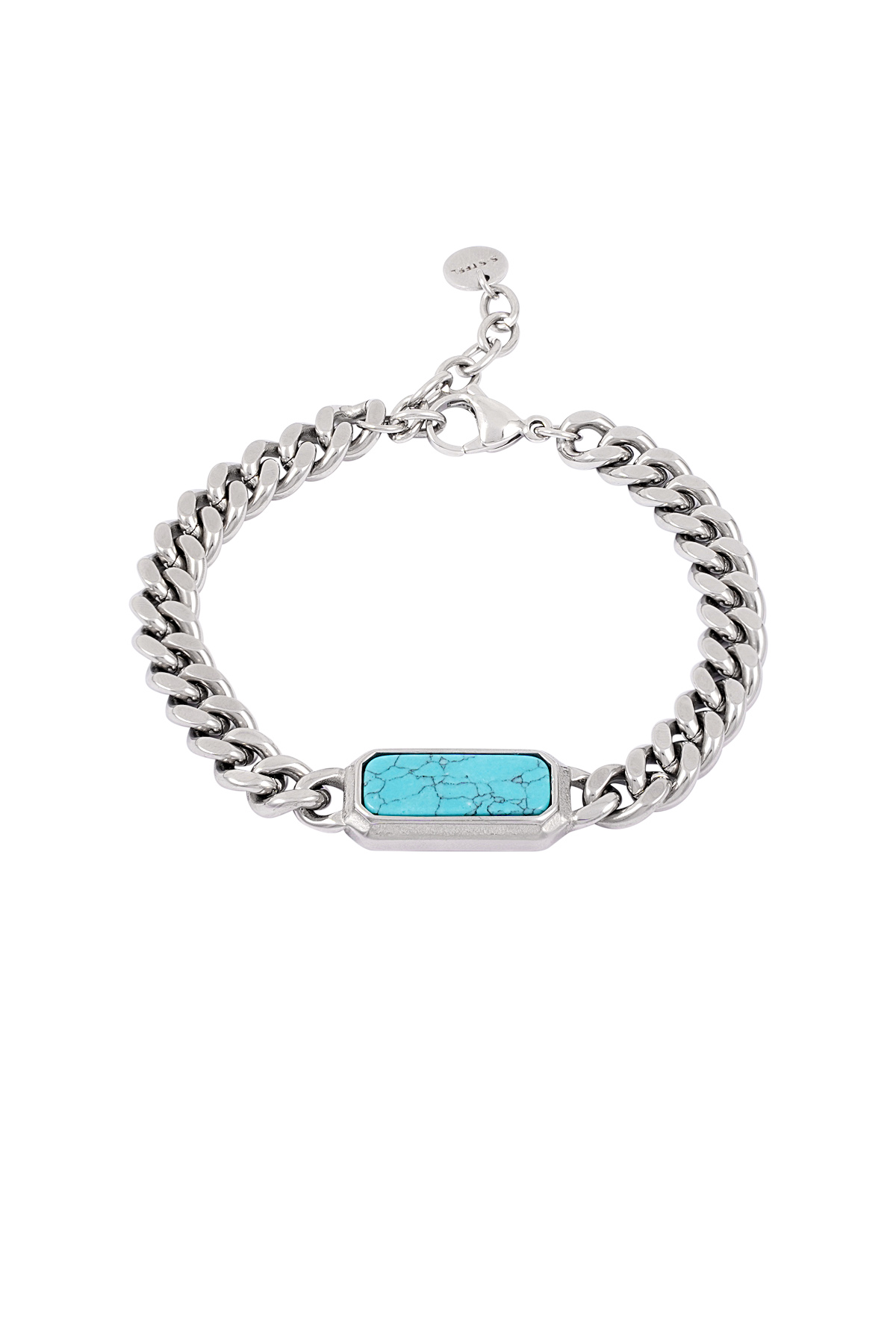 Link bracelet with stone - silver 
