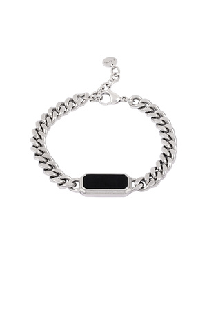 link bracelet with black stone - silver  h5 