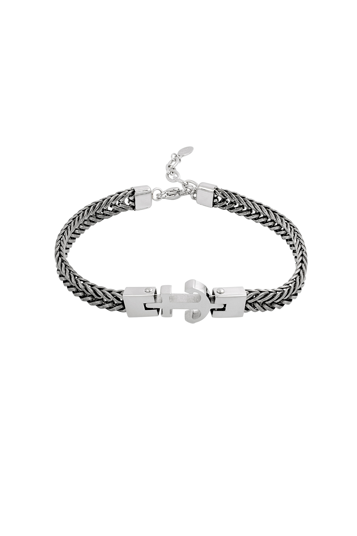 Men's bracelet anchor cuff - silver