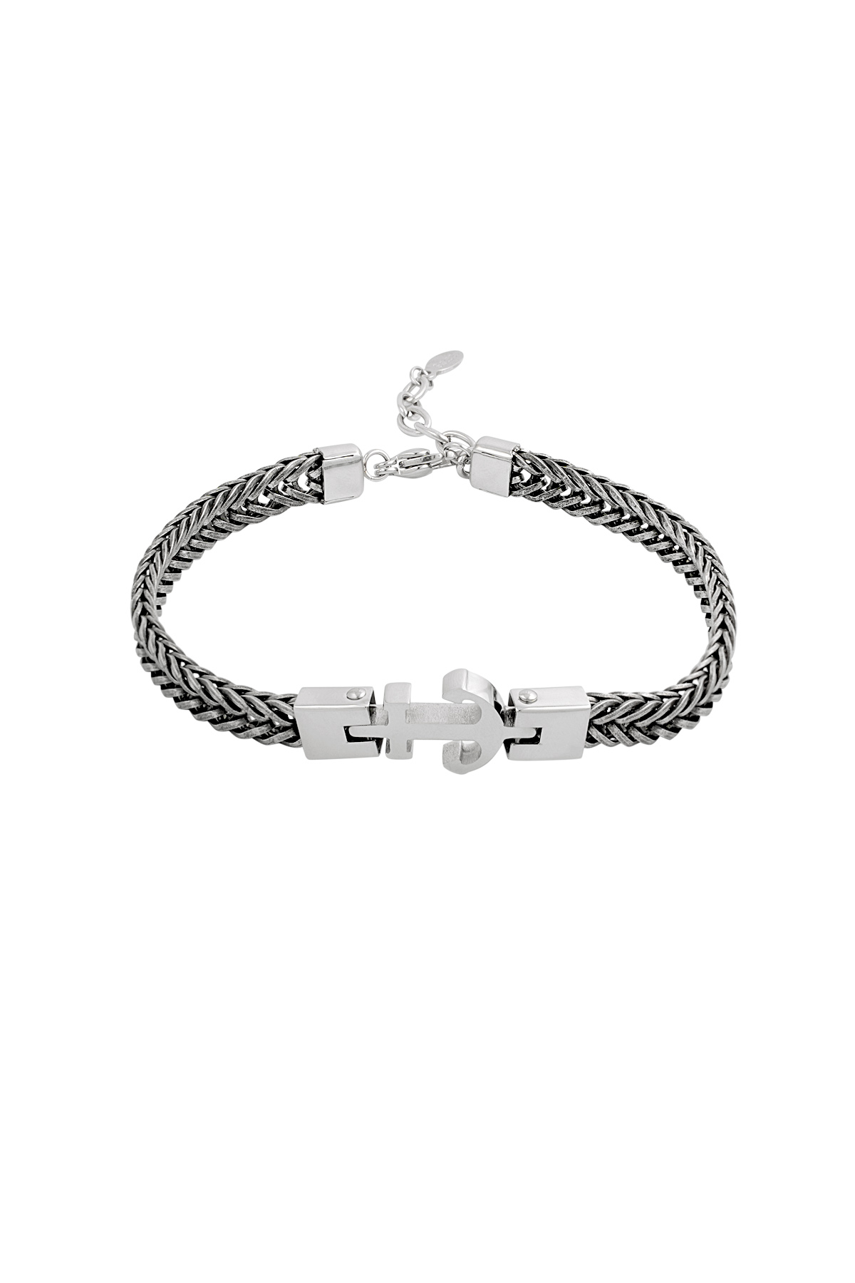 Men's bracelet anchor cuff - Silver Color color